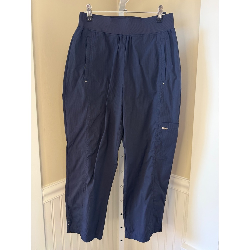 Line 7 Leisure Utility Cargo Pants Navy Blue Ripstop Elastic Waist Size 12